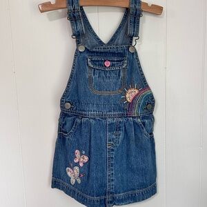 Oshkosh Overall Dress 4T Mushroom Sunshine Rainbow Patchwork